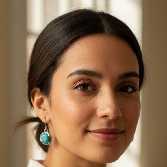 Fashion Silver and Turquoise Earrings (EUC) - Picture 1 of 4